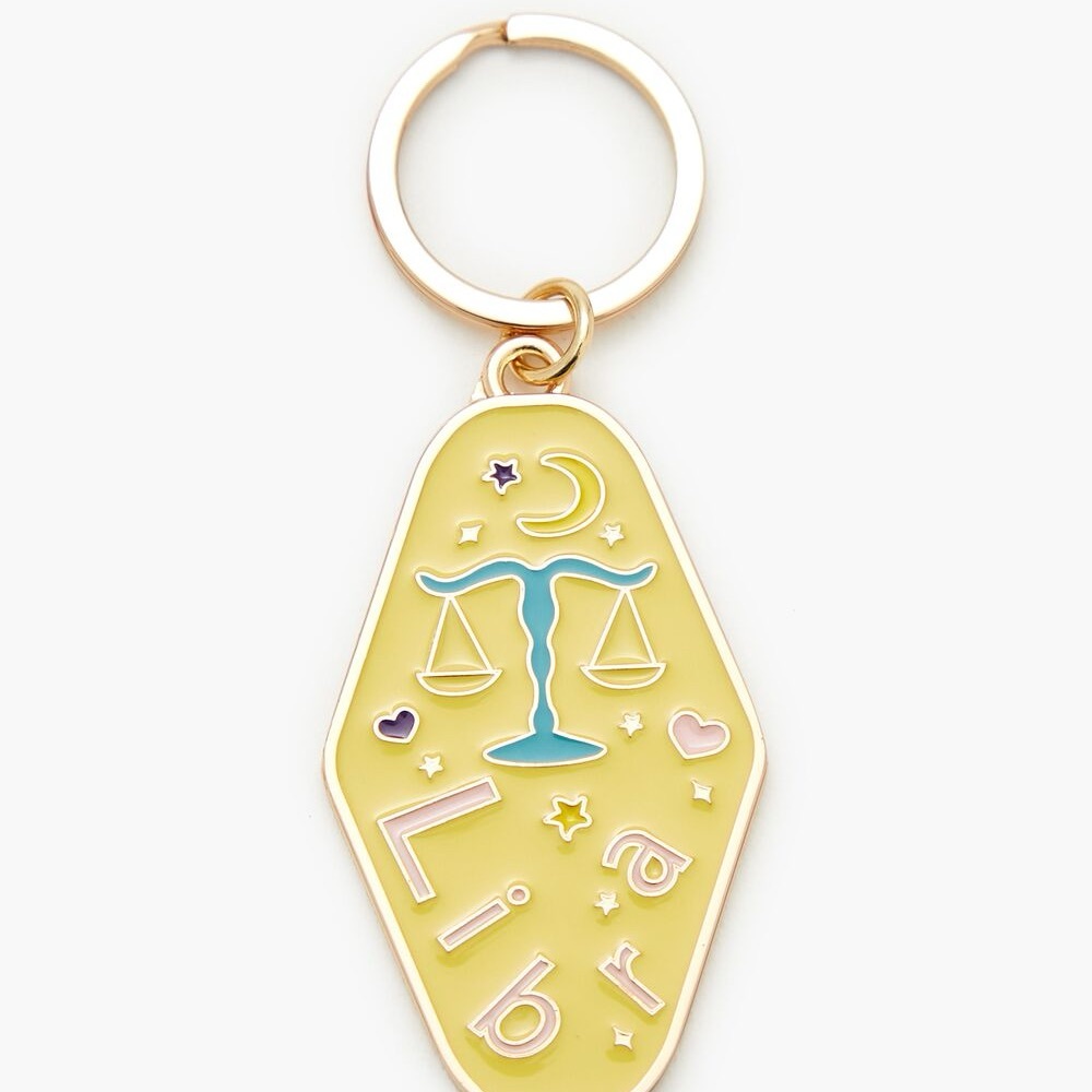 Yellow Libra Zodiac Keychain